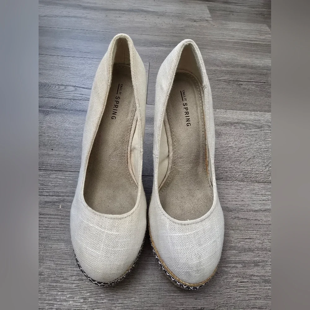 Call It Spring Canvas Espadrilles Wedge Platform Size 7.5